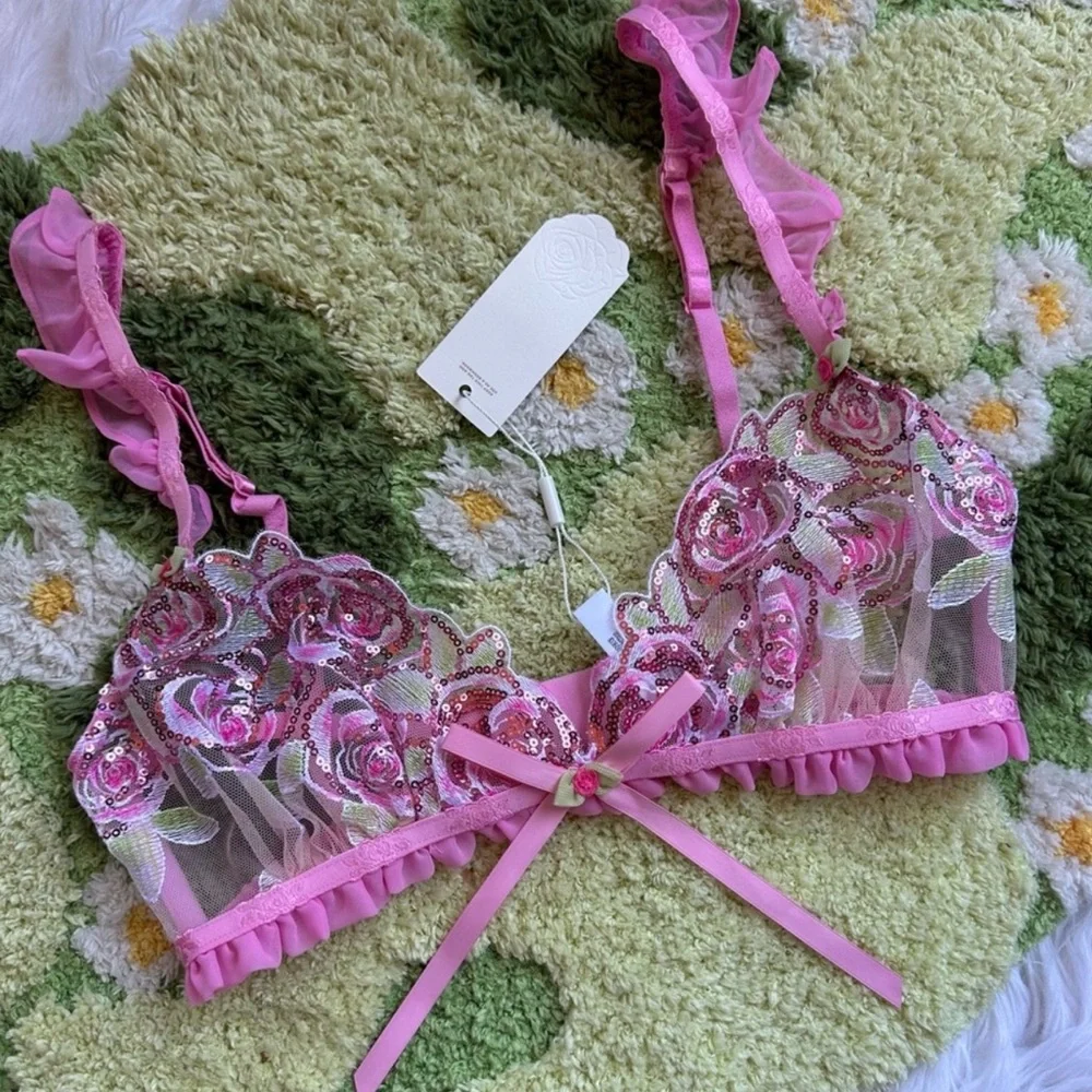 For Love & Lemons • Doreen Sequin Frilly Rose Bralette - Picture 11 of 15